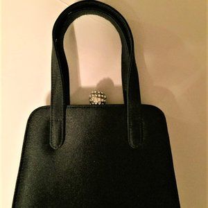 Vintage Enzo Angiolini Black Satin Evening Bag - Night Out - Special Event